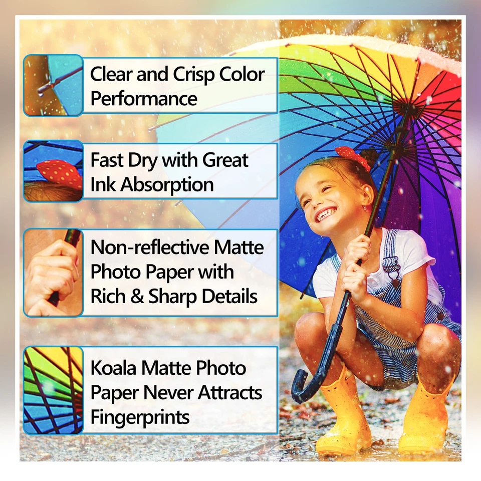 300 Sheets Koala Premium Matte Photo Paper 8.5X11 48lb 10Mil for Inkjet Printers - Image 3 of 4