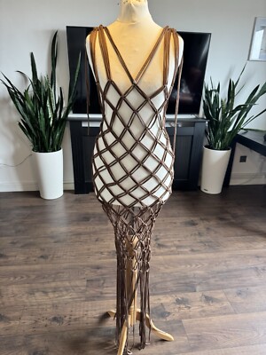 Macrame brown fishnet dress beach dress festival boho dress | eBay UK