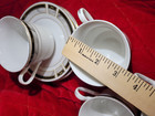 4 Majesty Bellvue Sango China Cup & Saucer Sets Black White 10 1/2" Gold trim — photo 4