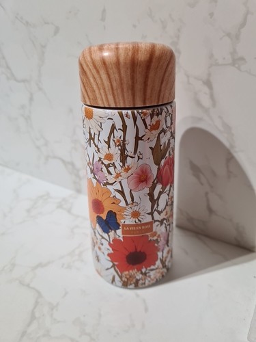 Vacuum Flask Chic Mini 180ml Floral Pattern Leak Proof Wood Grain Lid - Picture 2 of 8
