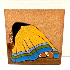 Ceramic Galleries Santa Fe Hand Painted Pottery Stone Tile Trivet 6 x 6 inch