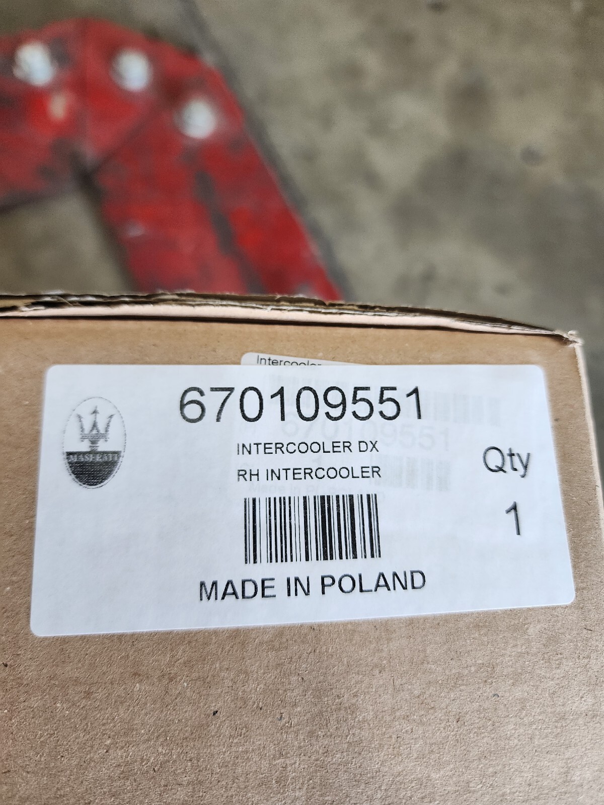 2013-2020 MASERATI GHIBLI 3.0L RIGHT ENGINE INTERCOOLER  670109551 OEM