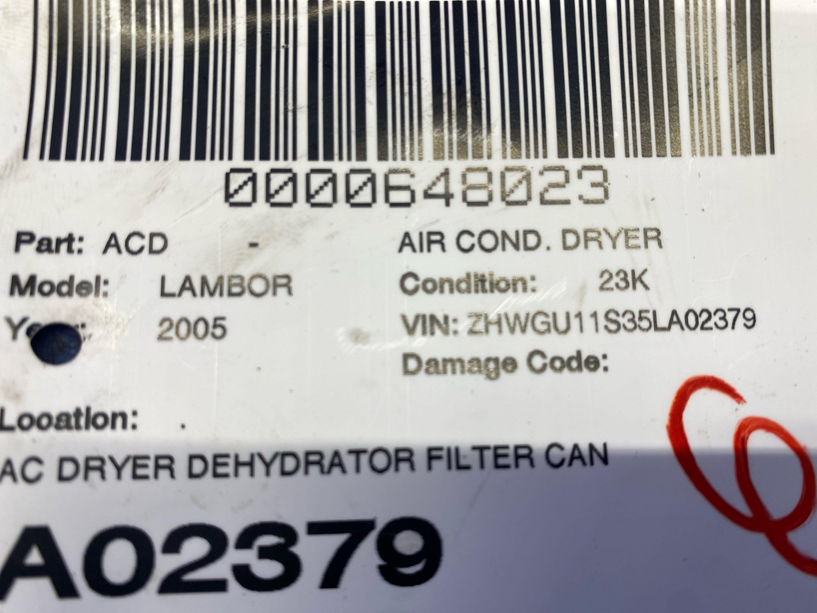 2003-2008 LAMBORGHINI GALLARDO AC DRYER DEHYDRATOR FILTER CAN 400820193 OEM