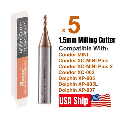 5x Xhorse 1.5mm Milling Cutter for Condor XC-002 and XP005/XP005L/XP007 Machine