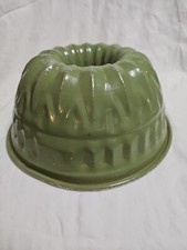 Vintage Aluminum Avacado Green  & Silver Bundt Cake Pan.