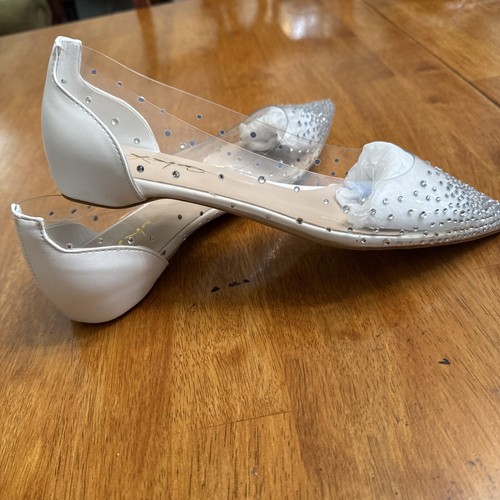 Xyd Shoes Women Rhinestone Encrusted Clear Pointed Toe Flats Sz 9 New Wedding - Picture 7 of 12