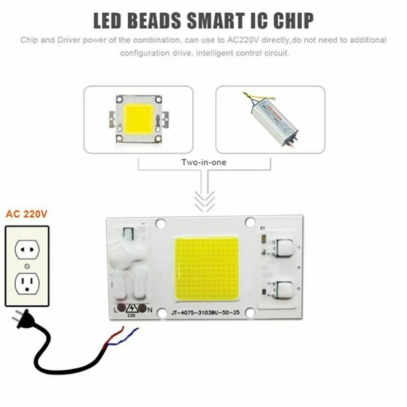 Chip LED COB 10W 20W 30W 50W luce bianca caldo grow light Spettro lampada 220V - Immagine 4 di 4