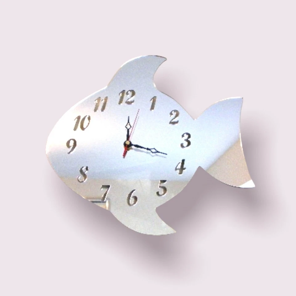 Relojes de baño con forma de pez - Espejos de muchos colores y colores lisos sin espejos Foto 2 de 4