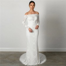 Boho Mermaid Wedding Dresses Strapless Long Sleeves Lace Appliques Bridal Gowns