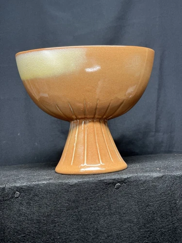 STUNNING Mid Century Modern Frankoma 237 Pod Vase Plainsman Brown  Flat Style