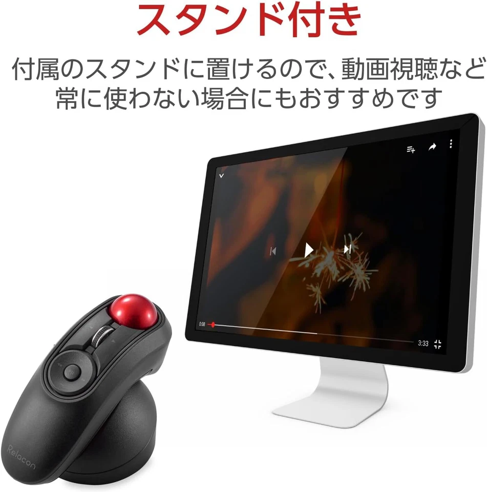 ELECOM Mouse Wireless (Receiver Included) Trackball Handy Type Relacon Medi - Image 2 of 4