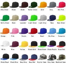 2-pack Plain Blank Snapback Hat Cap Hip Hop Style Flat Bill Adjustable Size