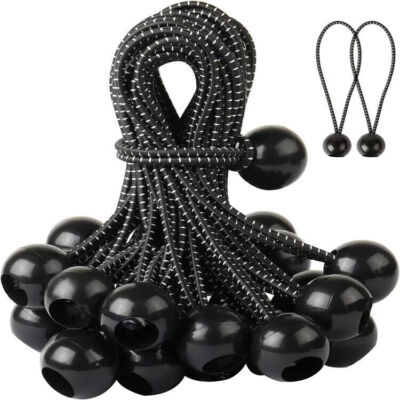 50 Pack White Ball Bungee Canopy Ties Tent Elastic Cord Tie Down For Tarps Tents