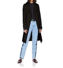 New Look Black Long Bella Drape Mac Casual/smart Formal Coat Size 10 Bnwt