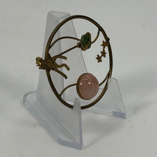 Vintage Celestial Brooch Pin Stars Moon Saturn Gold Tone - Picture 4 of 6
