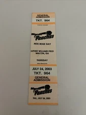July 24, 2003 Macon Peaches Ticket Unused Pete Rose Day