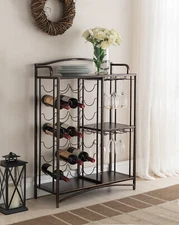 Kings Brand Furniture - Metal Console Table Wine Rack Bar Cabinet Buffet Server