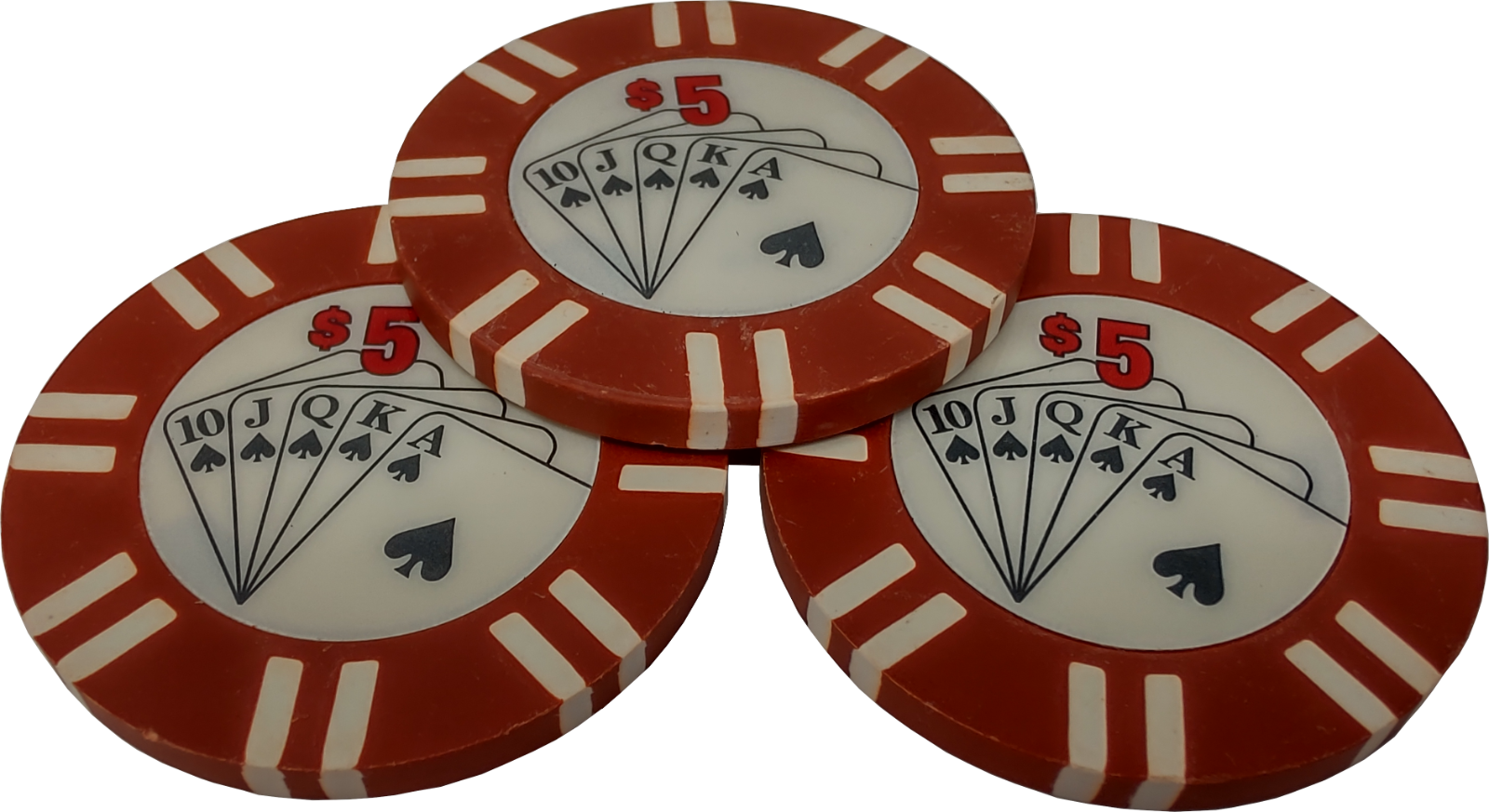 Royal Flush Poker Chips with Denomination 5 set of 50 red chips eBay