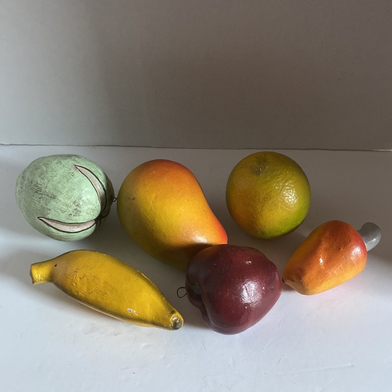 Terracotta Fruit El Salvador C A Banana Mango Apple Orange Set Of 6 Vintage