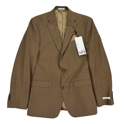 Bar III Mens Slim Fit Solid Active Stretch Suit Jacket Rust Copper 38R