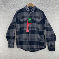 Orvis Flannel Shirt Mens Medium Black Gray Plaid Heavyweight Outdoor Hiking NEW