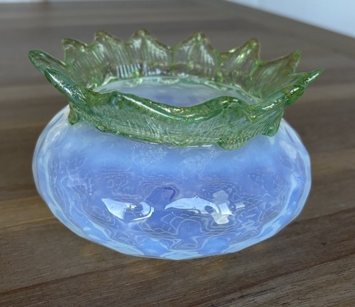 Murano Art Glass Bobeche Shade Chandelier Replacement Part Green Gold Opalescent - Picture 7 of 15