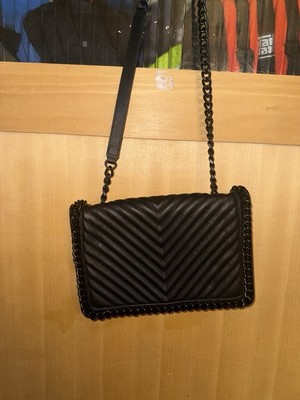 NWOT Aldo Womens Greenwald Handbag Black Square Flap Chain Border Top Handle