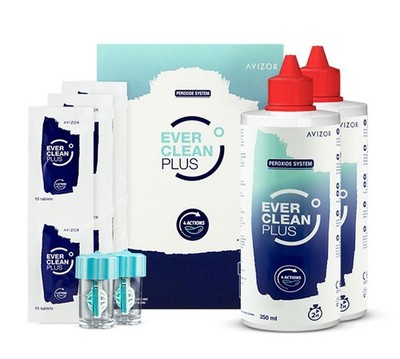 Peroxidsystem für Kontaktlinsenpflege EVER CLEAN PLUS 2 x 350 ml + 90 Tabletten