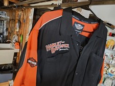 Harley Davidson Men's 2XL Short Sleeve Button Up Shirt Sewn on Patches