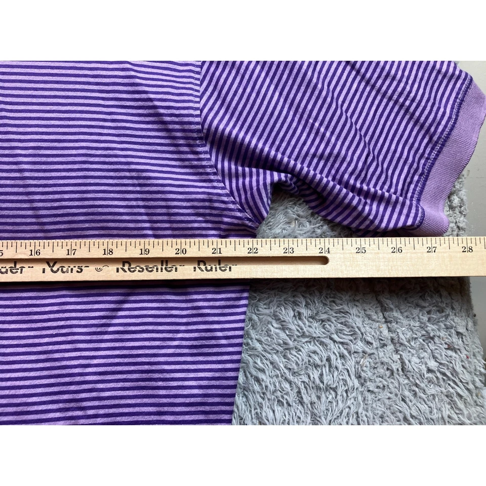 Alan Flusser Shirt Mens Medium Purple Striped Mercerized Preppy Academia Polo - Image 4 of 4