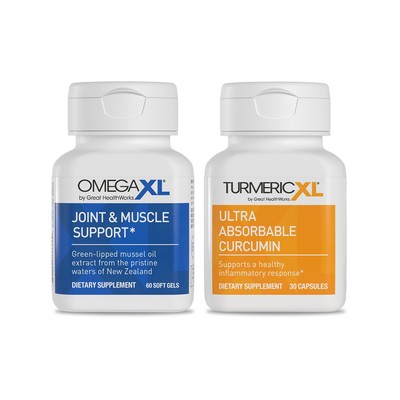 Powerful Joint and Muscle Support Supplement (60 Count) & TurmericXL Healthy ...