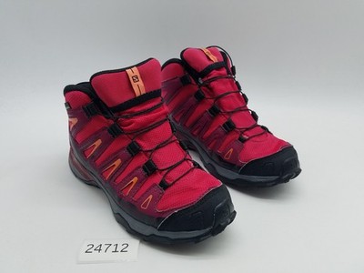 Salomon X Ultra Mid GTX J Girl's Size 3 Tail Hiking Boots Red Fuchsia