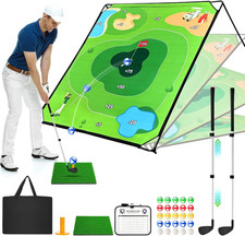 Golf Chipping Game with Large Target Mat, 2 Upgraded Adjustable Golf Clubs, 25 S