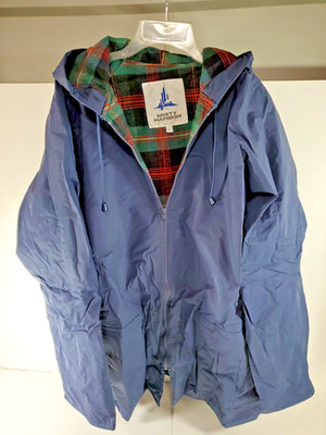 VTG Misty Harbor Original Men's Hooded Navy Blue Jacket Sz Large Flannel Lining