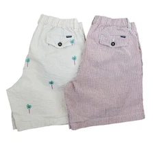 Chubbies Originals Seersucker Shorts Mens M (28-31 x7) White Red Beige The Palms