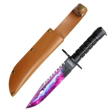 Defender-Xtreme 13"" Purple Blade Abs Handle Survival Knife With Sheath