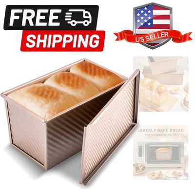 Pullman Loaf Pan with Lid, 1 lb Dough Capacity Non-Stick Bakeware for Baking ...