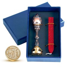 Wax Seal Stamp kit- Retro Sealing Candle with Wax, Blue-Metal-Red