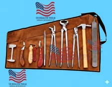 10 Pcs Horse Farrier Hoof Grooming Shoe Care Tools Kit with Carry Bag New