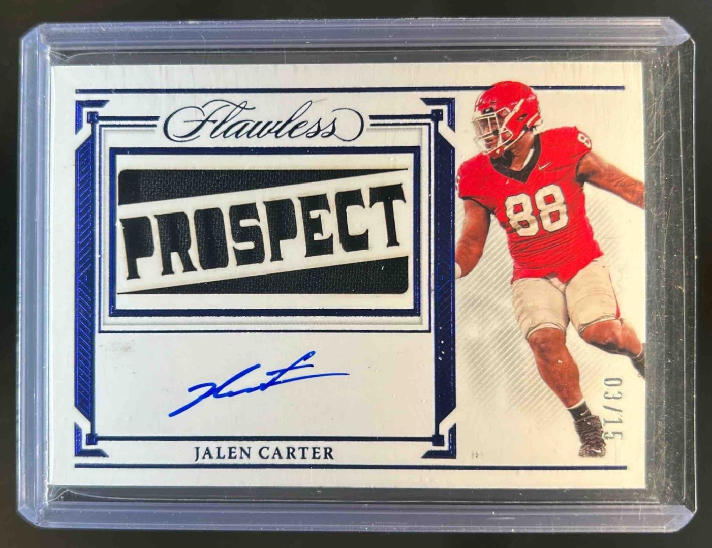 Jalen Carter Panini Flawless Collegiate Flawless Rookie Team Slogan Signatures #TSSJAC Sapphire