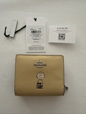 Coach X Peanuts Snap Wallet With Charlie Brown CBN90 Yellow Snoopy