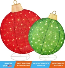 Lighted Pop-Up Christmas Ornament Set - Red & Green