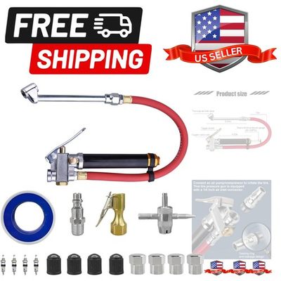 #ad Heavy Duty Bayonet Style Tire Inflator with Air Chuck 0 200PSI 17PCS Auto Ti... $23.99