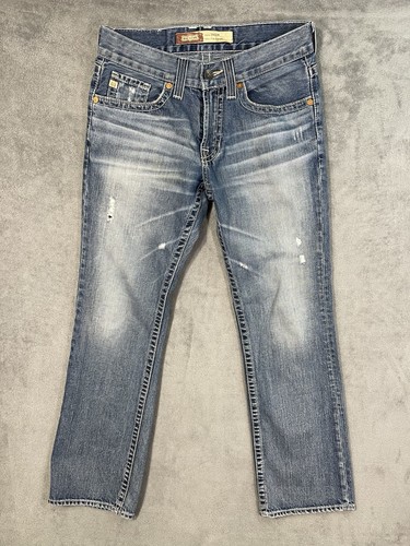 Big Star Jeans Mens 31x32 Blue Union Slim Straight Faded Thick Stitch Cowboy