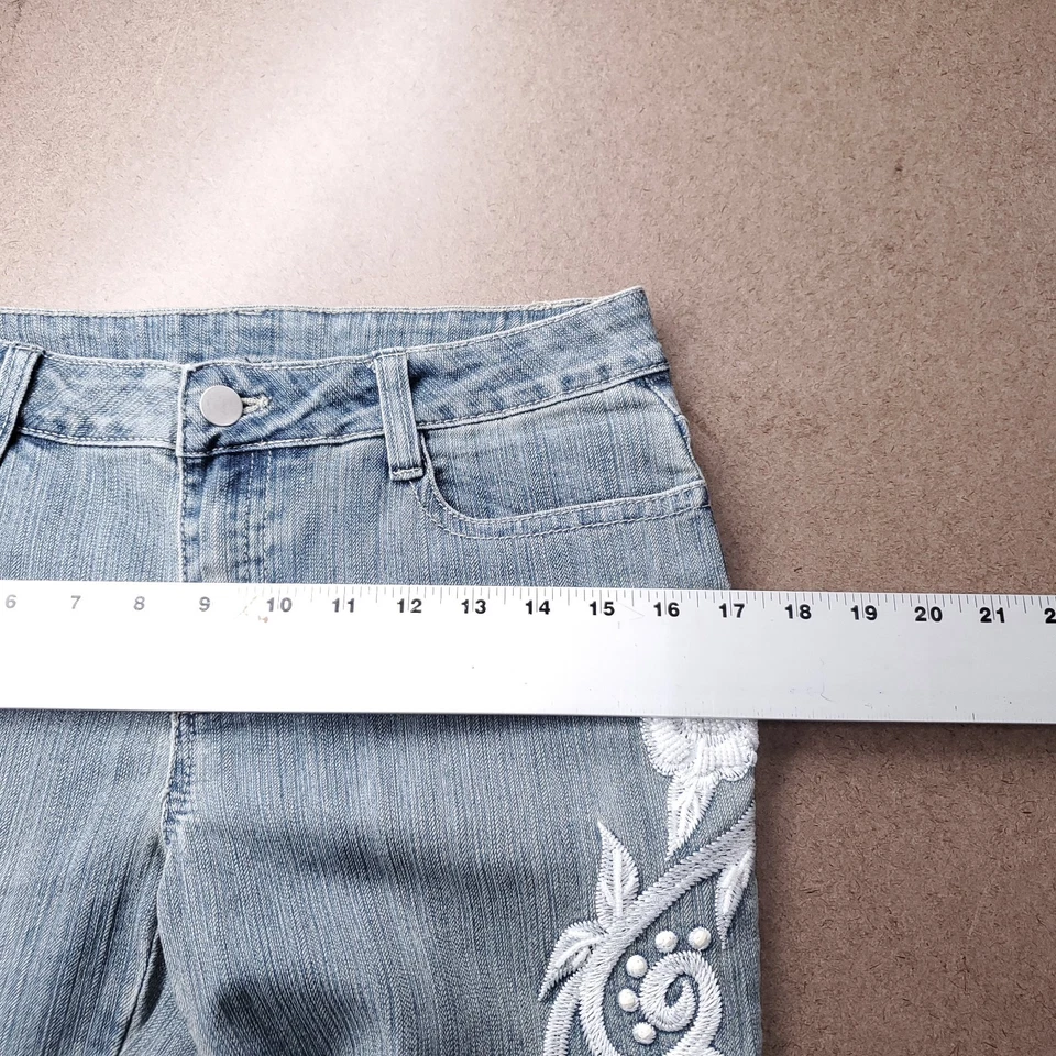 Boston правильные джинсы женщин 4 света стирка прямой украшенный бисер цветочный богемное - Изображение 4 из 4