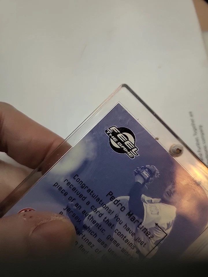 2000 Fleer Ultra Feel The Game #5 Of 15 FG PEDRO MARTINEZ Game Used Jersey !! - Image 3 of 4