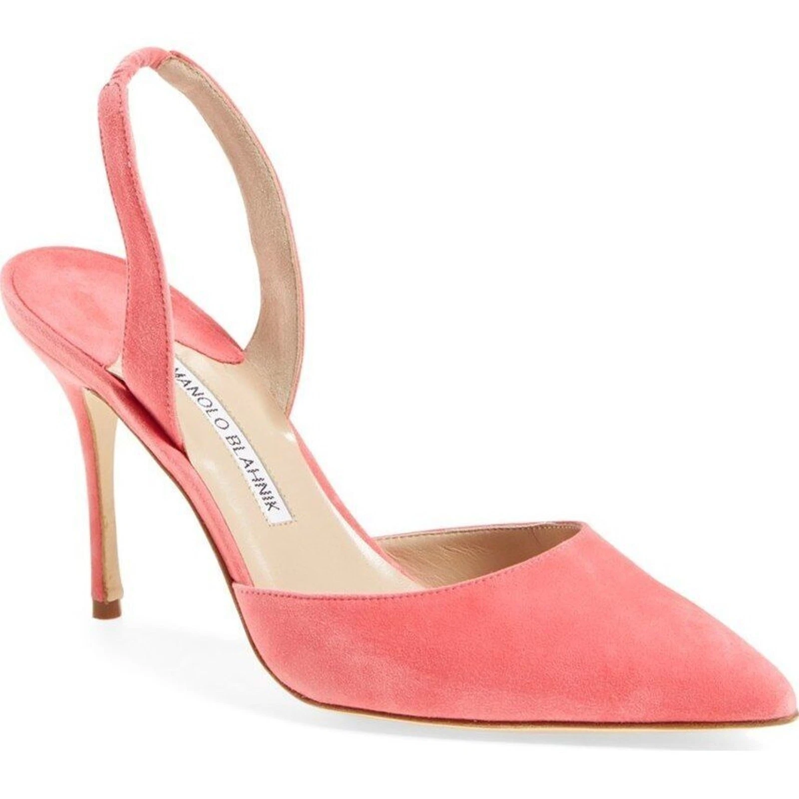 MBT Sandali Manolo Blahnik Carolyne rosa scamosciati taglia 39 nuovi décolleté slingback $645