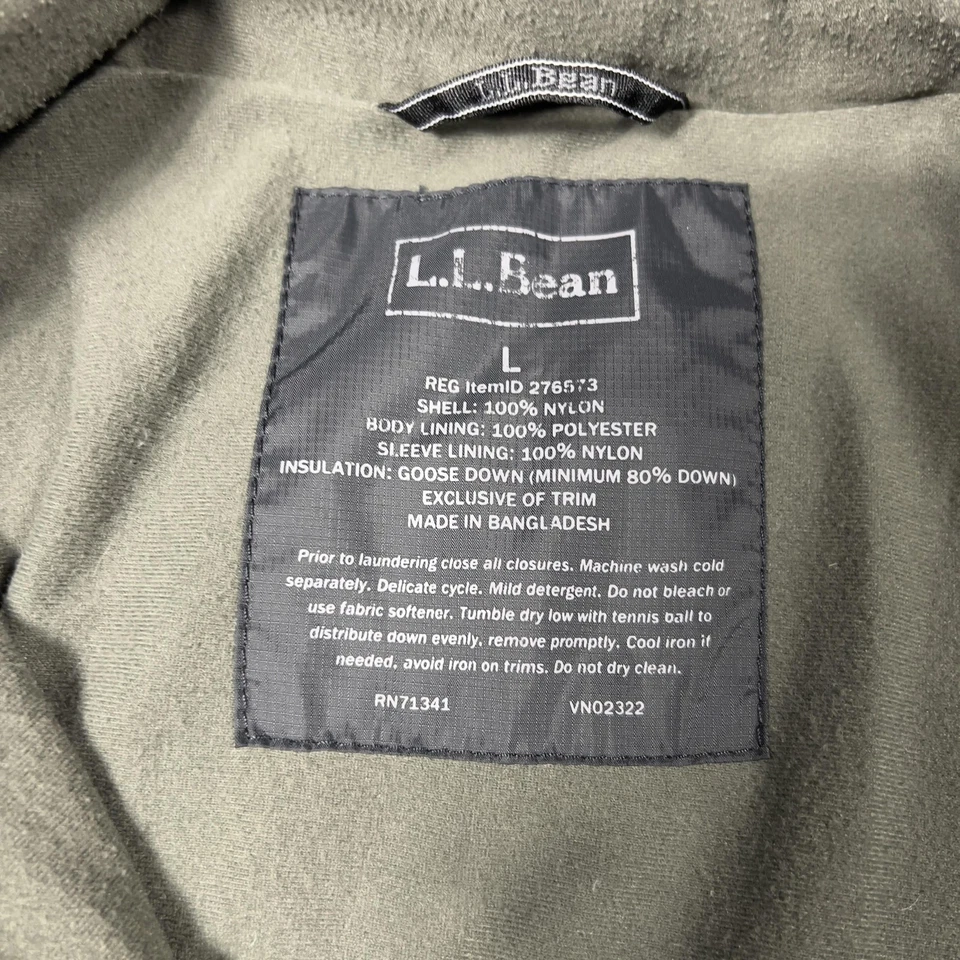 Куртка мужская L.L.Bean большая серая гусиный пуховик флисовая с подкладкой карманы на молнии теплая - Изображение 4 из 4