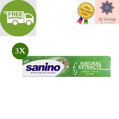3er Pack X Sanino Natural Extracts Zahnpasta 90ml, Aloe Vera & Granatapfel