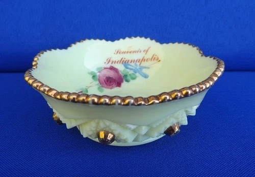 UG Uranium EAPG Custard Glass Berry Bowl - Souvenir INDIANAPOLIS Indiana